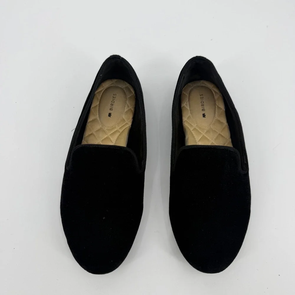 Birdies Starling Black Velvet Loafers Womens 7 Smoking Slipper Flats